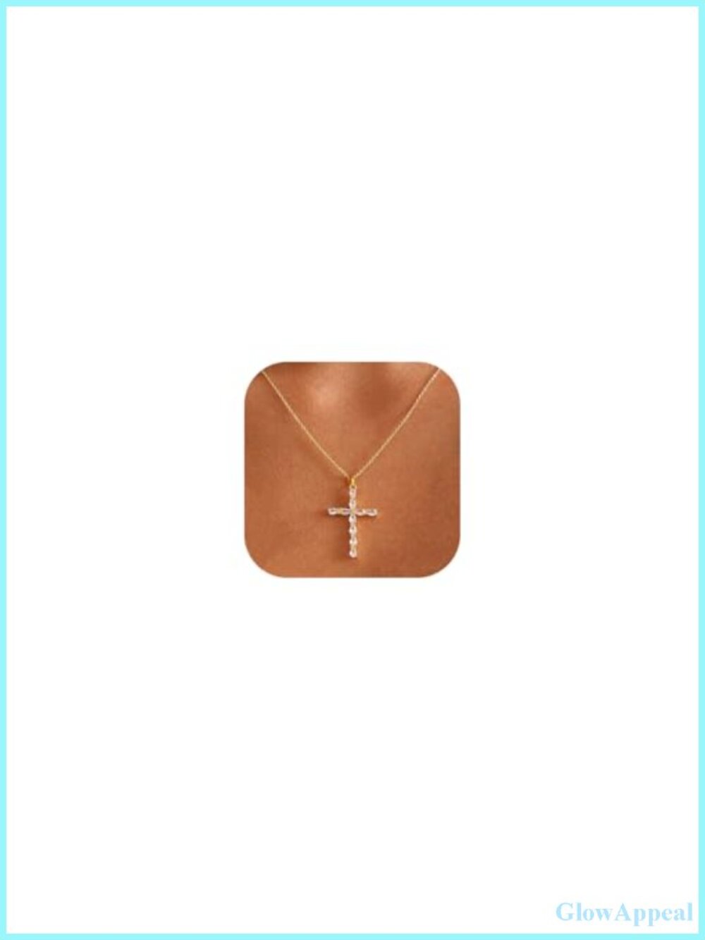 14K Gold Plated Cubic Zirconia Cross Pendant Necklace for Women Trendy